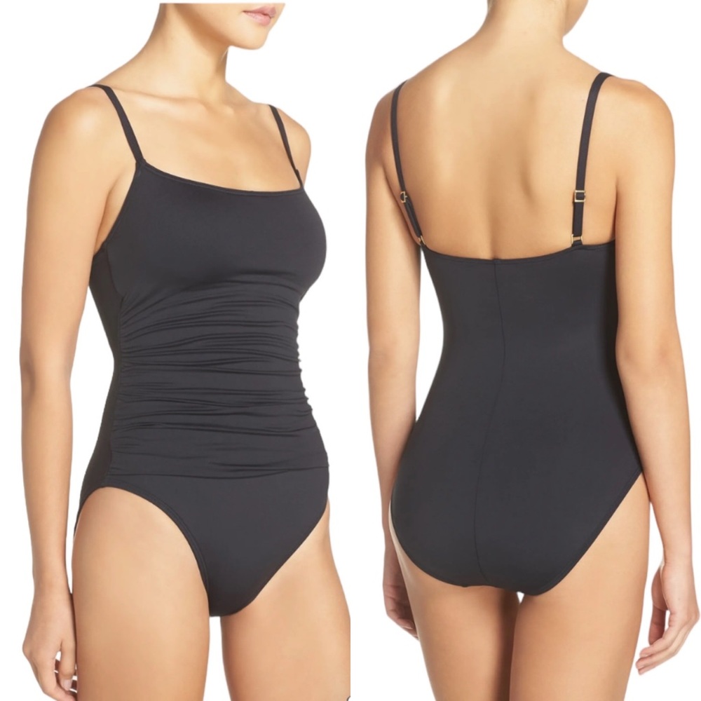 La Blanca Island Goddess One-Piece Black Swimsuit Size 4